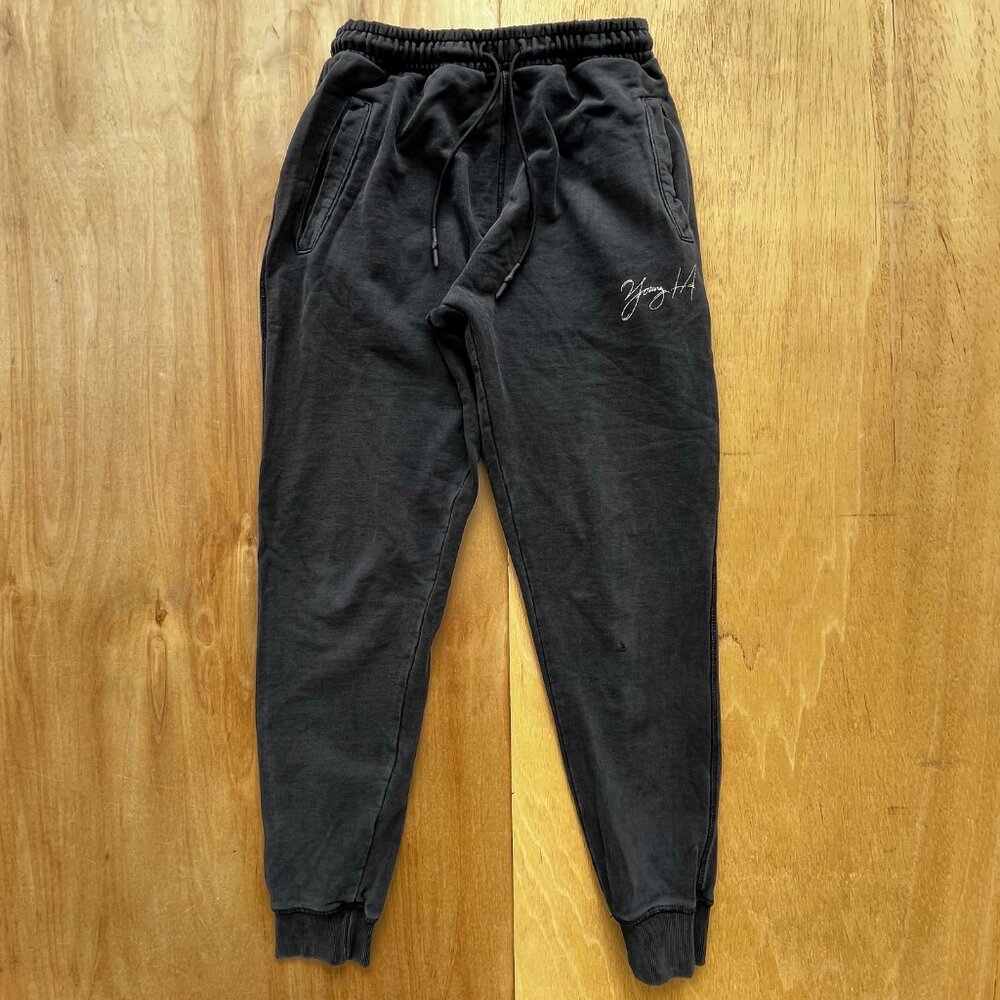 YOUNG LA SWEATPANTS JOGGERS WOMEN’S sz L Gray Drawstring High Rise - Picture 2 of 13